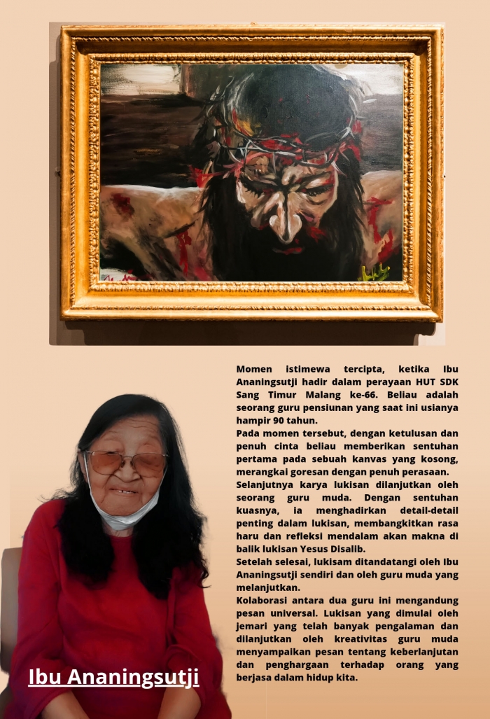 Lelang Lukisan Karya Ibu ANANINGSUTJI guru purna kolabroasi dengan guru muda Yudi Aryanto